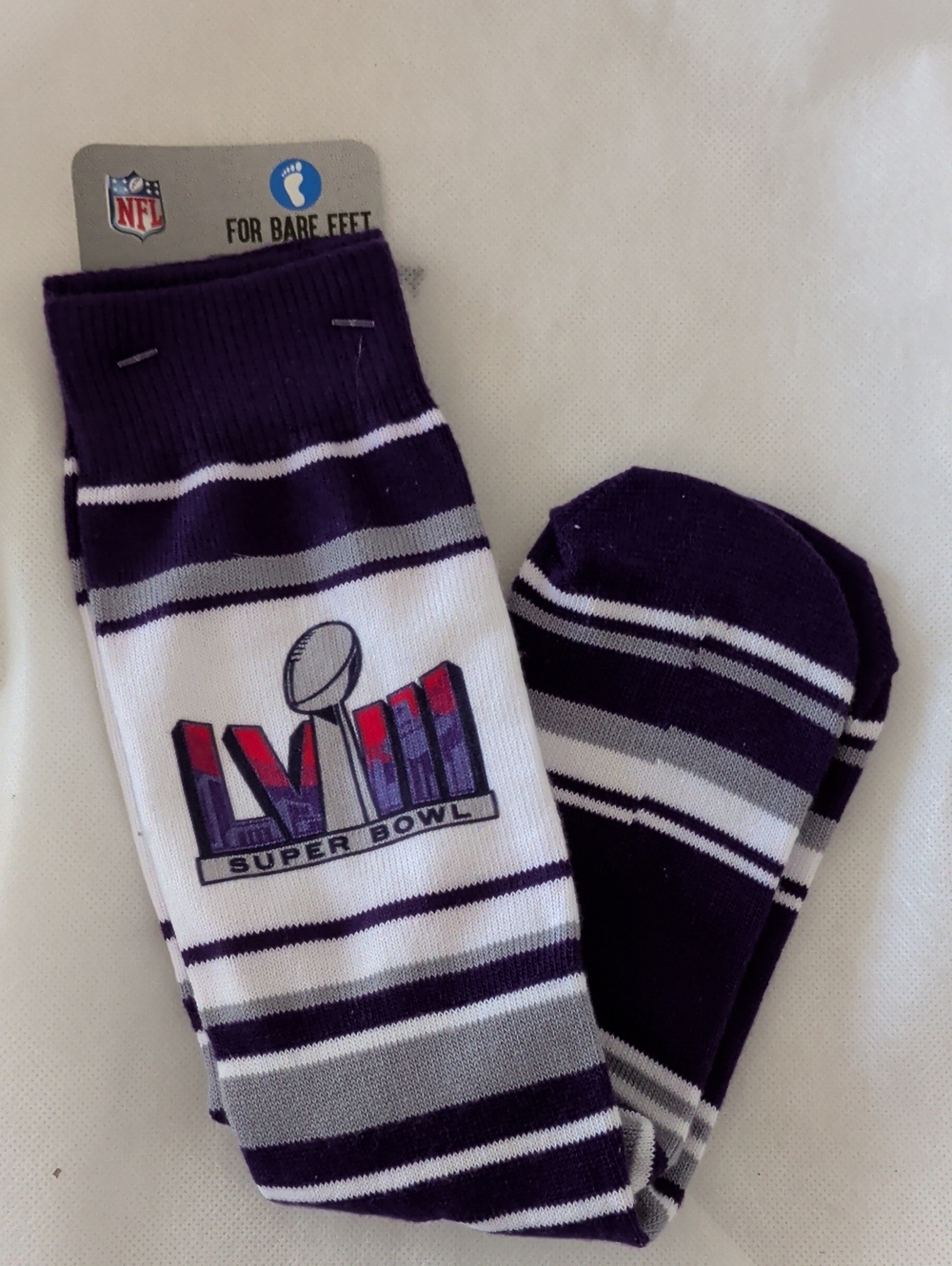 NFL Purple and White Super Bowl LVI Crew Socks